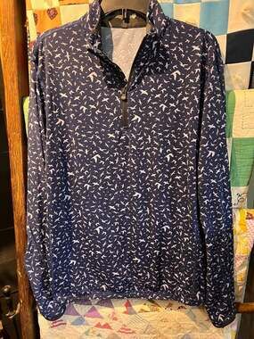 Greyson Men's 1/4 Zip Pullover, Size M, Blue with White Bird Print